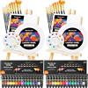 Shuttle Art Set di 58 Pezzi Colori Acrilici, Set per Pittura con 2 Confezioni da 15 Colori Acrilici, 2 Set di Cavalletti in Legno, Tela, Pennelli e Tavolozze, Set di Tela e Pittura per Adulti, Bambini