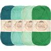 BambooMN JubileeYarn - Filato in cotone di bambù Baby Soft, 4 matasse, 50 g/matassa, tonalità di verde.