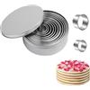 NIVRAIN 12 Pezzi Coppapasta Tondi, Coppapasta Rotondo Acciaio Inox, Dimensioni Multiple Formine per Biscotti Rotondo, Adatto per Torte Mousse di Varie Dimensioni e Dessert da Tè Pomeridiano