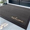 DEXI Zerbino Ingresso Esterno 90 x 150 cm, Tappeto per Porta Interno, Zerbini Antiscivolo Lavabile, Fondo in Gomma Impermeabile, Assorbente Tappeti per Corridoio, Balcone, Giardini, Grigio Benvenuto