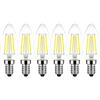 HUAMu Lampadina Candela Filamento LED E14 4W, Dimmerabile, Equivalenti a 40W Incandescenza, Luce Bianca Fredda 6500K, 400LM, Lampadina Trasparente C35, E14 Candela Vintage Luce, Confezione da 6
