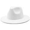 Happyupcity Cappello Fedora bianco a tesa larga in feltro per donne e uomini regolabile classico abito Panama cappello Trilby, bianco, Taglia unica