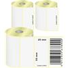 Labex label Etichette termiche bianche, 55 x 25 mm, autoadesive, 1000 etichette per rotolo, rettangolari, per stampanti a trasferimento termico, carta standard (bianco, 3 rotoli)