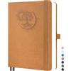 Mlife Quaderno B5 con motivo albero della vita - 300 pagine, carta da 100 g, copertina in PU, elastico, portapenne, 3 segnalibri - ideale per lavoro, studio e regalo (marrone)