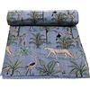 Trapunta Indiana Kantha Fatta A Mano Yuvancrafts: Copriletto In Cotone Con Stampa A Blocchi, Ricamo Tradizionale 200x150 Cm, Colore Grigio