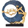 DOVDOV Scultura di uccelli dorati, elegante decorazione in oro e blu, ideale come accessorio per la casa per librerie, uffici, tavolini, armadi TV o ingresso.