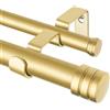 TONIAL Bastone per tende doppie da 1 pollici per finestre da 167 a 300 cm, resistente, decorativo, da 32 a 344 pollici, con terminale classico, oro