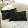 decorUhome Set di 2 federe decorative per cuscini in morbida lana sintetica, per divano, supporto lombare, per la casa, 30 x 50 cm, nero