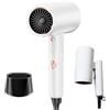 Bizcasa Asciugacapelli 2400W Professionale Ionico, Phon Asciugatura Rapida, 3 Temperature, 2 Velocità, Aria Fredda, Anticrespo, con Concentratore, Manico Pieghevole, per Salone e Casa (Bianco)