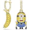 Swarovski Orecchini a cerchio Minions Stuart and Banana, Pavé, Mini, Multicolore, Placcato color oro