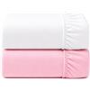Dudu N Girlie lettino/culla/culla, in jersey di cotone, bianco e rosa, 2 pezzo