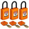Brady SafeKey - Lucchetto in nylon arancione, 2,5 cm, con chiave a chiave uguale, confezione da 3