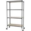 Simon Rack Scaffale Metallo Garage e 4 Ripiani, Capacità di Carico 75 kg e Punto di Flessione, 1575x1000x300 mm, Metallo, Scaffalatura per Garage con Ruote, Grigio/Legno - Maderclick