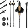 KADVA Bastoncini da Nordic Walking ARUKU in Nero, misura regolabile 83-135 cm Sistema Twist Lock che garantisce stabilità e sicurezza Riduzione delle vibrazioni Punta in acciaio