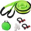 VonLux Fune di traino 5 m x 5 cm - riflettente corda da traino per auto fuoristrada, cinghia di traino di emergenza, corda di traino elastica cavo traino con 2 ganci e guanti