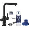 GROHE Blue PURE - Rubinetto 2in1 con filtraggio acqua - INSTALLAZIONE INCLUSA - Nero opaco bocca a L con doccetta estraibile