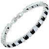 Rizilia [RIZILIA Cubetto Di Ghiaccio] Princess Cut Simulata Onice Nero CZ 18K Placcato In Oro Bianco Bracciale Tennis, [18cm/7inch]