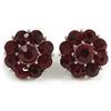 Avalaya Orecchini a lobo a forma di fiore con cristallo rosso rubino, 18 mm, placcatura in rodio