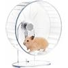 QWORK® Ruota per Criceti Silenziosa, 22 cm - Antiscivolo con Supporto Regolabile per Criceti, Topi, Gerbilli e Roditori - in Acrilico Trasparente
