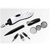 Innoliving INN-031 Set Manicure e Pedicure da Viaggio, Luce LED, 2 Velocità, 6 Testine Intercambiabili, Pratica Custodia Trasparente, Batterie Incluse