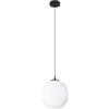 Eglo Lampada a sospensione Rondo, illuminazione a sospensione per tavolo da pranzo, luce da soffitto in metallo argento con sfera in vetro opalino bianco opaco, portalampada E27, Ø 30 cm