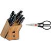 Zwilling Twin Pollux Set di Coltelli con Ceppo 7Pezzi, Rame, bambù, 7 Pezzi & Forbici Multifunzionali Acciaio Inossidabile, Nero, 21 Cm
