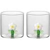 THUN - Set 2 bicchieri in vetro margherita - Borosilicato - Country Bloom - 300 ml