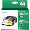 KEENKLE 963XL Compatibili per Cartucce HP 963 XL Multipack per HP OfficeJet Pro 9010 9012 9015 9020 9022 9013 9014 9016 9019 9025 (1 Nero,1 Ciano,1 Giallo,1 Magenta, 4-Pack)
