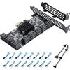 YABOANG Scheda di espansione PCIe SATA a 16 porte con 16 cavi,Controller SATA 3.0 da 6 Gbps,Avvio come disco rigido di sistema Adatto a tutti gli slot PCIE JBM575 e ASM1064