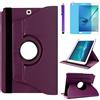 R.SHENGTE Custodia per Samsung Galaxy Tab A 9.7 pollici 2015 (SM-P550 SM-T550 SM-T555) - Rotazione di 360 gradi Custodia protettiva completa per supporto,Con Penna Stilo, Pellicola Per Schermo (Purple)