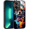 YUXING Cover per Realme 14 5G / Realme 14T 5G - Abstact Art Geometry Pattern Antigraffio Vetro Back Cover, Custodia Antiurto Antiscivolo Sottile (Dog)