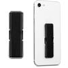 kwmobile Supporto Dita per Cellulare - Impugnatura in Ecopelle Universale con cavalletto - Sostegno Autoadesivo Stand Fascetta Similpelle - Nero