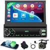 Motorsi DAB+ Wireless Carplay Autoradio 1 Din con Type-C, 7 HD Touchscreen Bluetooth Car Stereo con Android Auto Bluetooth MirrorLink FM USB Carica SWC Retroilluminazione Colorata + Telecamera