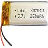Liter energy battery Batteria 302040 LiPo 3.7V 250mAh 0.925Wh 1S 5C Liter Energy Battery per l'elettronica Ricaricabile Telefono Portatile Smartwatch Orologio GPS - Non adatto per Radiocomando 22x20x7mm (250mAh|302040)