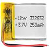 Liter energy battery Batteria 332832 LiPo 3.7V 250mAh 0.925Wh 1S 5C Liter Energy Battery per l'elettronica Ricaricabile Telefono Portatile Smartwatch Orologio GPS - Non adatto per Radiocomando 34x28x4mm (250mAh|332832)