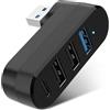 HENGBIRD HubUSB 4 Porte 3.0 Rotante 180° - Mini Hub USB con 1×USB-C, 1×USB 3.0 Alta Velocità & 2×USB 2.0 - AdattatoreUSB Plug and Play Compatto Portatile per PC Laptop MacBook PS5 Xbox