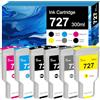 Oritdge 727 Cartuccia d'inchiostro 300-ml per hp 727 Cartucce F9J77A F9J79A C1Q12A F9J76A F9J80A F9J78A SCompatibile con HP DesignJet T1530 T2500 T920 T930 T1500 (Nero, Ciano, Magenta, Giallo, Grigio)