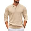 COOFANDY Maglione Uomo con Collo Polo Maniche Lunghe Maglia Leggera Fila di Bottoni Stile Casual Base Regular Fit Polo Uomo Esercito Verde 3XL