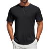 COOFANDY Maglietta Henley da Uomo T-Shirt da Uomo Camicia Estiva a Coste a Maniche Corte con Tasca e abbottonatura T-Shirt Basic Blu-Viola Taglia S