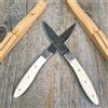 KNIFE COLTELLO 21,5 CM 2 PZ PATTADA DA TAVOLA SARDEGNA SARDO Damasco lama fissa
