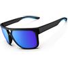 HAAYOT Occhiali da sole da uomo polarizzati occhiali da sole da donna con montatura leggera TR90 protezione UV per guida pesca golf viaggi, nero opaco e blu scuro