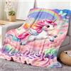 FEELJAM Coperta a forma di unicorno, in flanella, morbida, in pile, per bambini, coperta da divano, in microfibra (nuvole colorate, 2, 150 x 200)