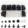 FANGZIDM 132PCS Occhi di Sicurezza con Rondelle 6-14mm Occhi Giocattolo in Plastica Nera per Creazione Bambole Fai-da-Te