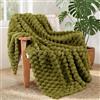 Whale Flotilla Coperta Morbida con Motivo Jacquard 3D, Coperta per Divano, letto, Squisita e Calda, per 4 Stagioni, 130 x 150 cm, Verde Oliva