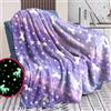 Bibykivn Coperta Unicorno - 120 x 150 cm Coperta Unicorno che si Illumina al Buio, Coperta Arcobaleno per Tutte le Stagioni per Divano, Soggiorno, Camera da Letto - da 1 a 10 anni (Lilla, 100 x 150cm)