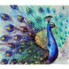OWN4B Kit per punto croce su tela prestampata, motivo prestampato con bellissimo pavone blu, 11 ct, 36 x 46 cm, kit per ricamo fai da te (pavone)