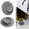 DabbOo 2 Tappo Lavandino Silicone con Pressa e Filtro per Capelli Tappo di Scarico in Silicone Universale per Lavelli Tappi di Scarico per Vasca da Bagno e Tappo Lavandino Cucina (Grigio)