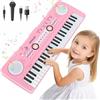 QiquBox Pianoforte Bambini Tastiera Giocattolo 49 Tasti Elettronica Pianoforte con Microfono Giocattolo Musicale per Ragazzi e Ragazze di 3 4 5 6 7 Anni
