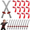 PEUTIER 12pz Spade Ninja Samurai Gonfiabili e 12pz Fasce Ninja, Set di Spade Ninja Gonfiabili Spada Katana Giocattolo Accessori Cosplay per Ragazzi Ragazze Compleanno Festa a Tema Ninja