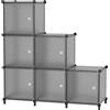ATTDETJL Organizer a cubo, 6 ripiani cubici con ante, impilabile, in plastica, per fai da te, per camera da letto e sotto le scale, 30 x 30 x 30 x 30 cm, grigio ATTSL6004 (6, grigio)